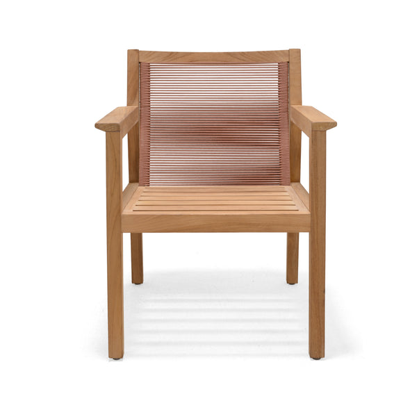 Agate Teak and Rope Armchair – Terracotta