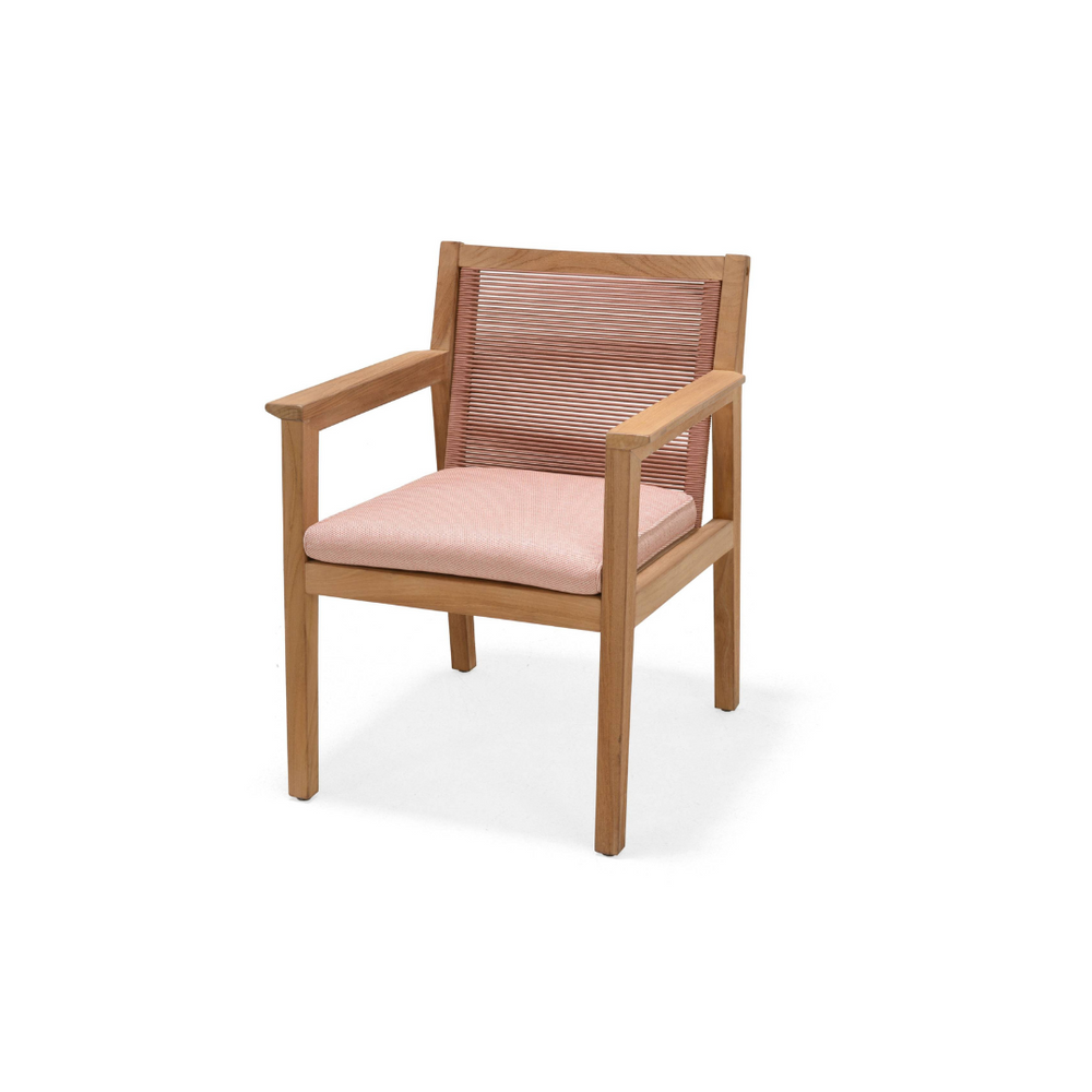 Agate Teak and Rope Armchair Terracotta