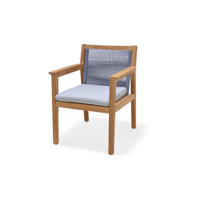 Agate Teak and Rope Armchair – Blue