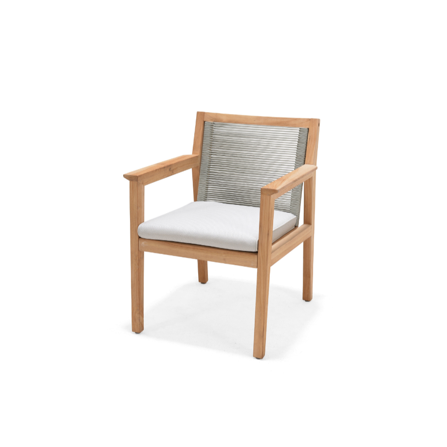 Agate Teak and Rope Armchair Green