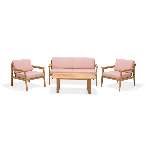 Agate Teak and Rope 4pc Seating Set