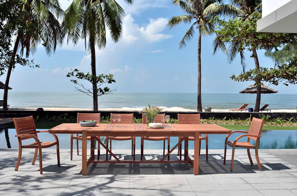
                      
                        Leyland Table and Catalina Stacking Armchair Dining Set
                      
                    