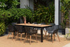 Portals Dark Rectangular Teak Table and 8 Nassau Black Dining Set