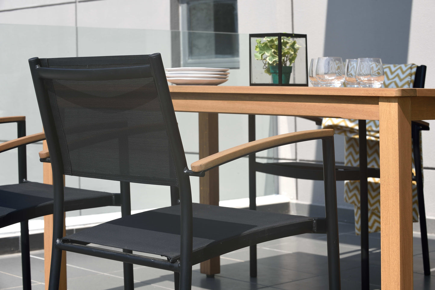 Vera Aluminum and FSC Wood Stacking Arm Chairs - 2pc