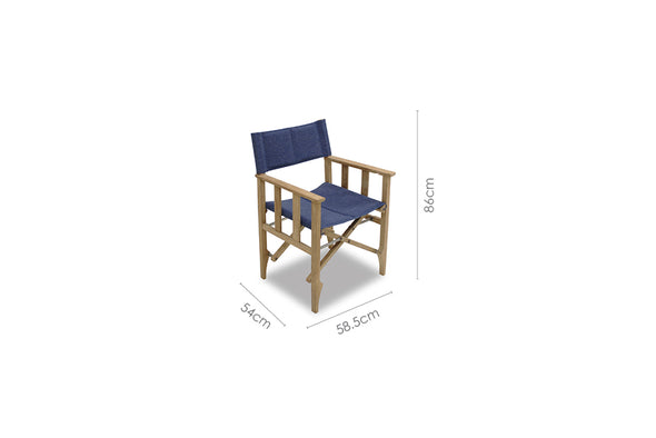 Zircon Teak Director Chair – Blue Horizon - 1 Piece