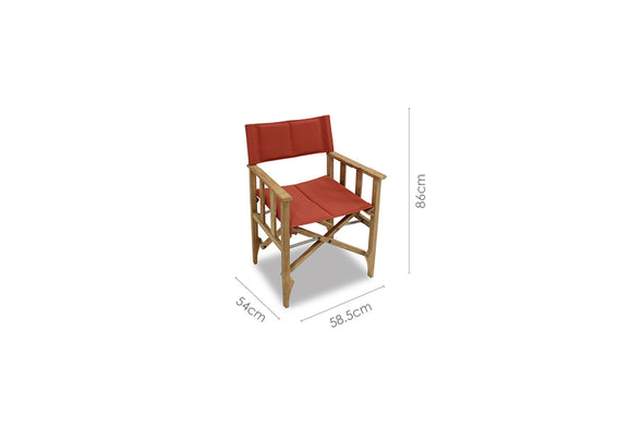 Zircon Teak Director Chair – Red - 1 Piece