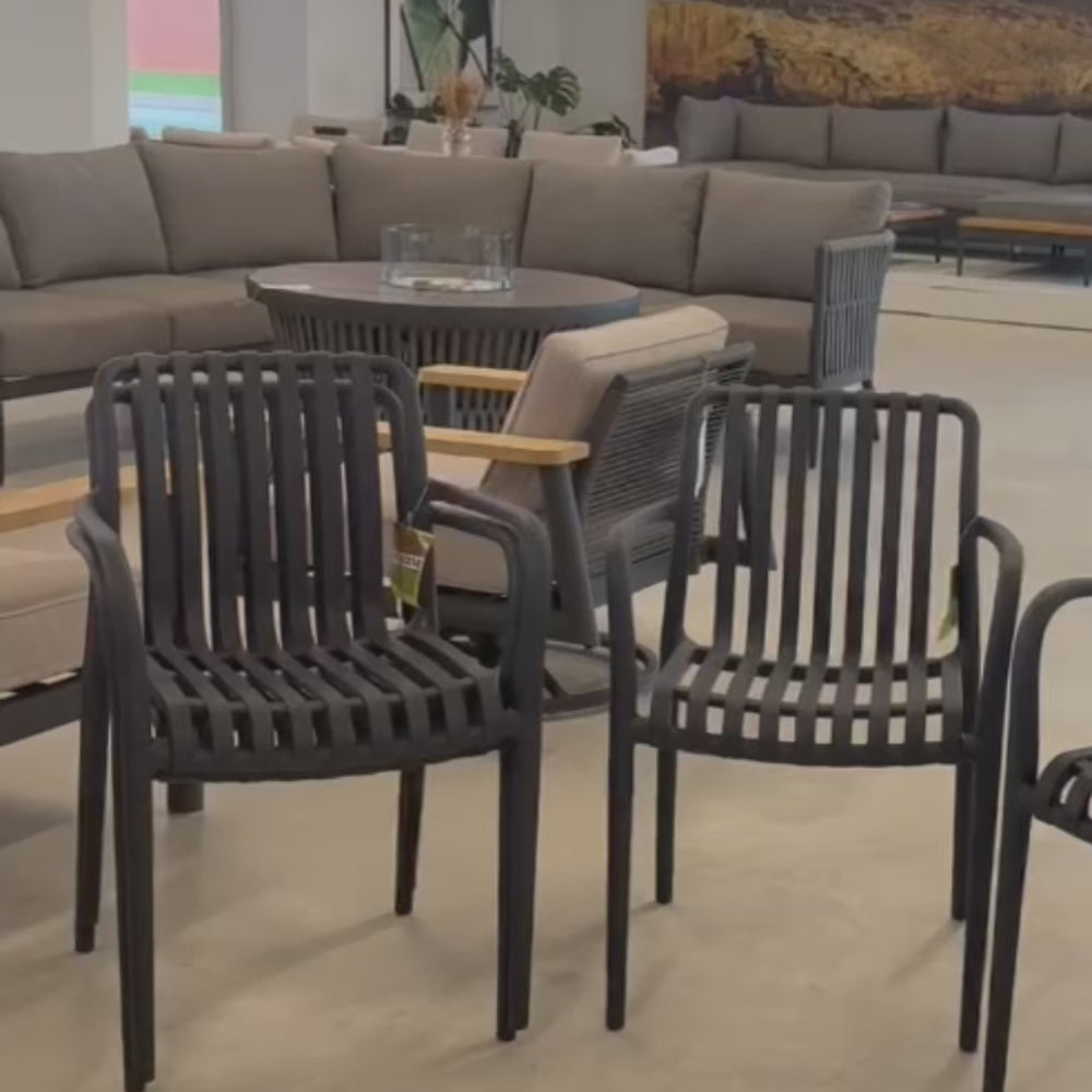 
                      
                        Load and play video in Gallery viewer, Bali Extendable Aluminum Table with Cura Stacking Chairs
                      
                    