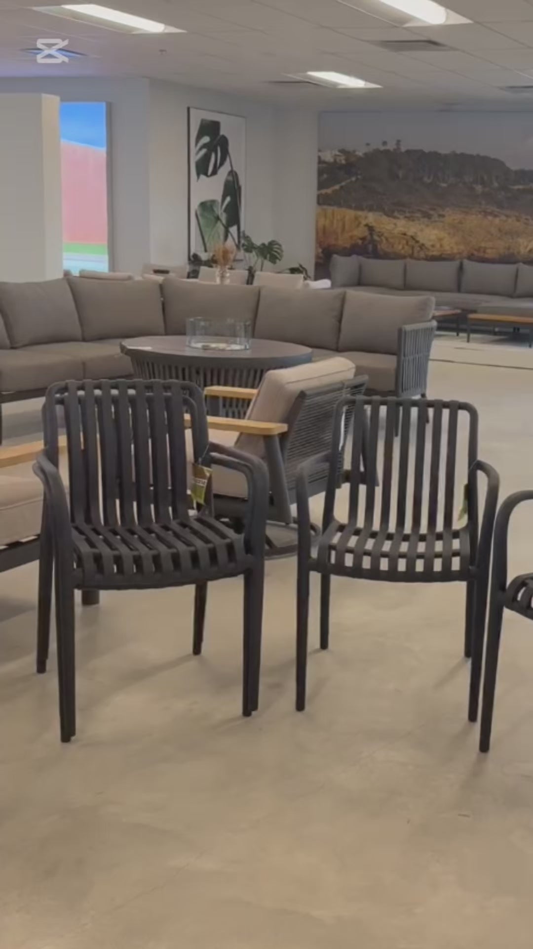 Bali Extendable Aluminum Table with Cura Stacking Chairs