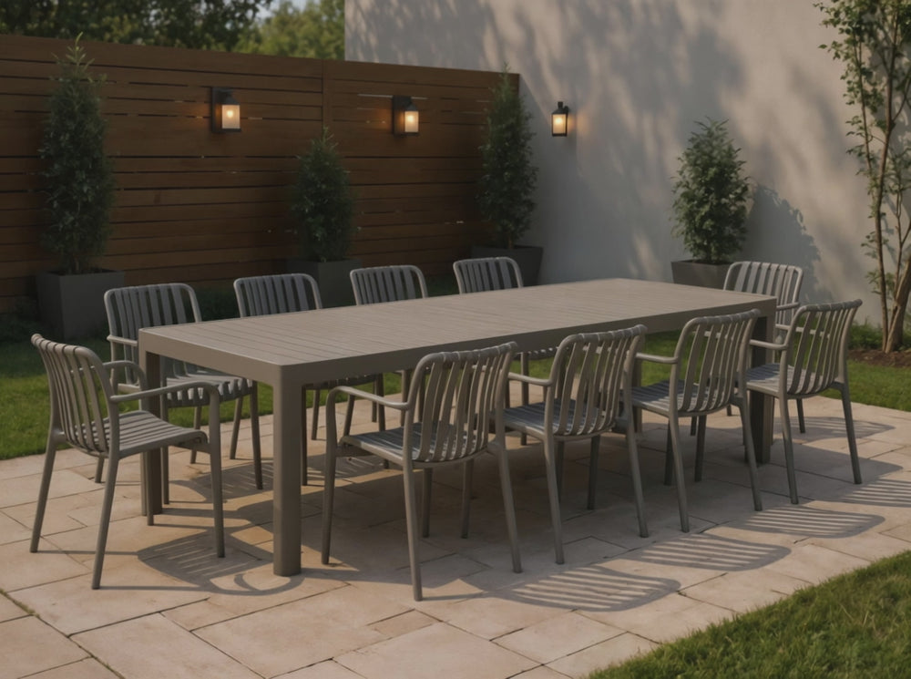 
                      
                        Load and play video in Gallery viewer, Bali Extendable Aluminum Table with Cura Stacking Chairs
                      
                    