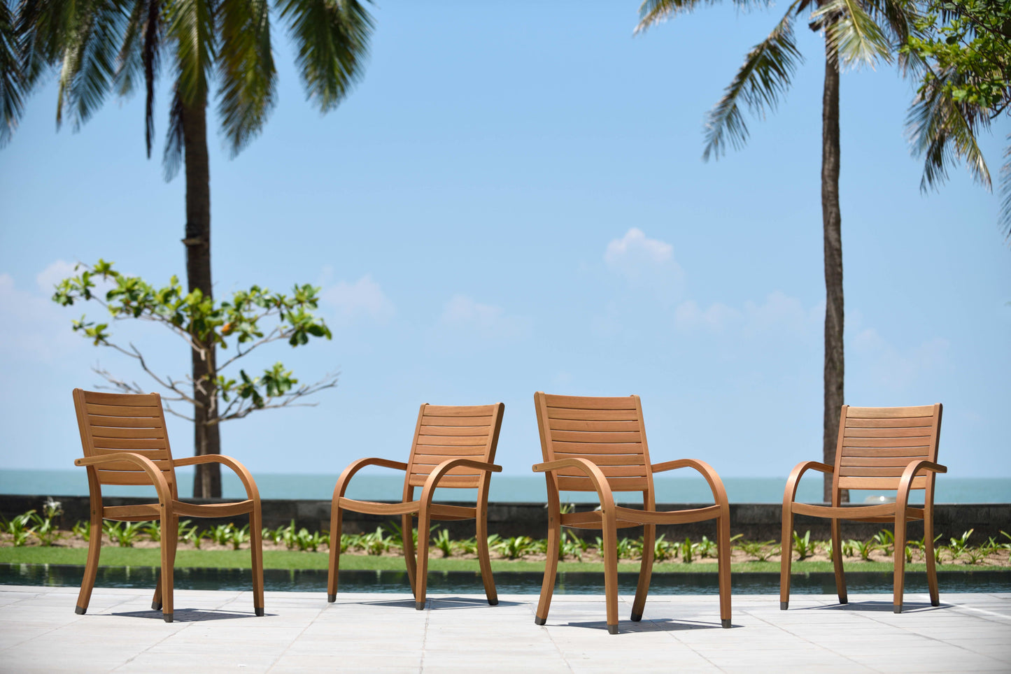 Catalina Stacking Wood Armchair - 4 Piece