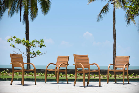 Catalina Stacking Wood Armchair - 4 Piece