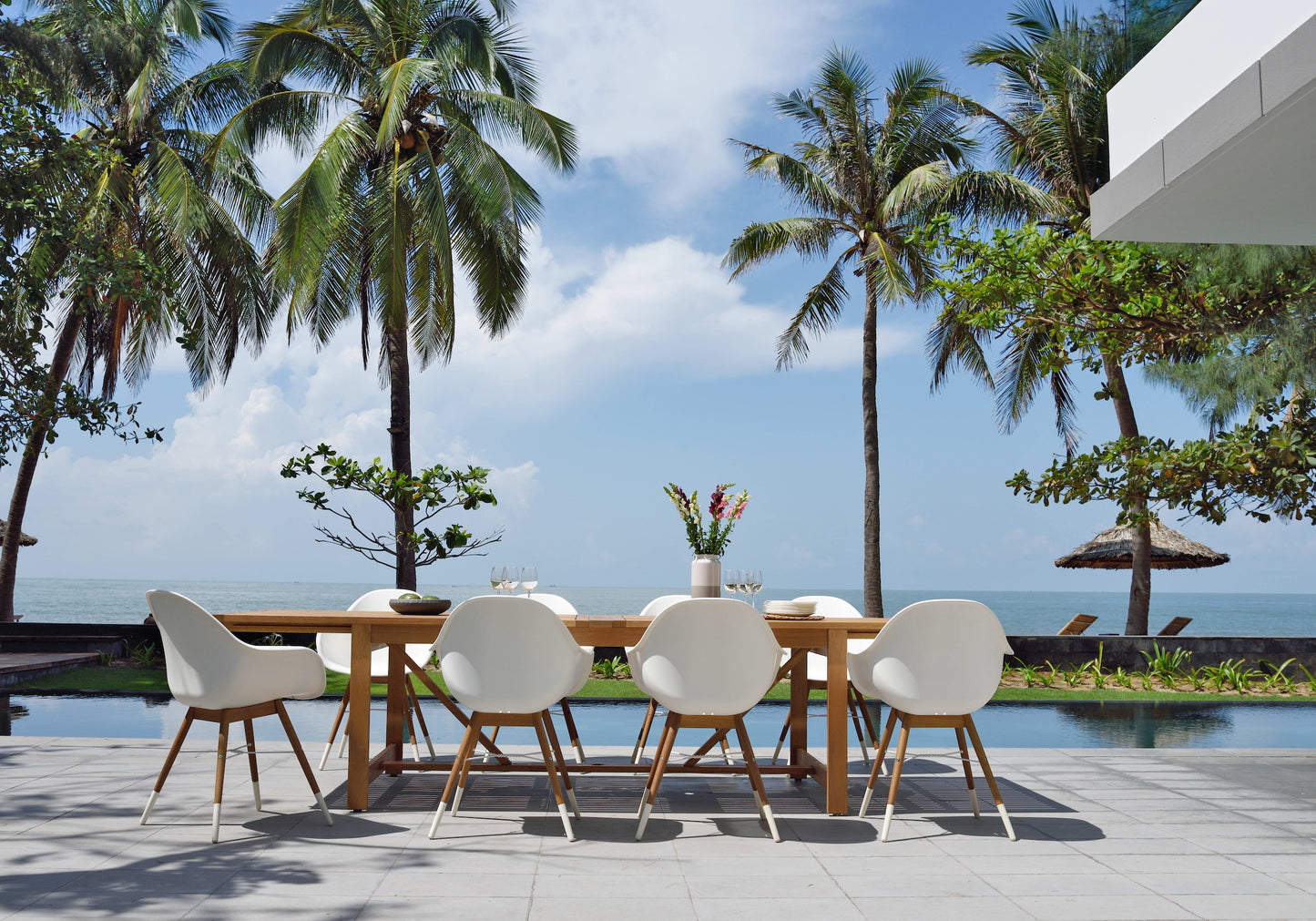Leyland Table and 8 Chamonix Armchair Dining Set