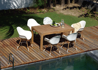Rinjani Rectangular Table & 6 Chamonix Arm Chair