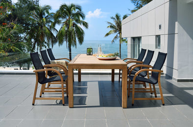 Rinjani Rectangular Table & 6 Manhattan Black Armchair