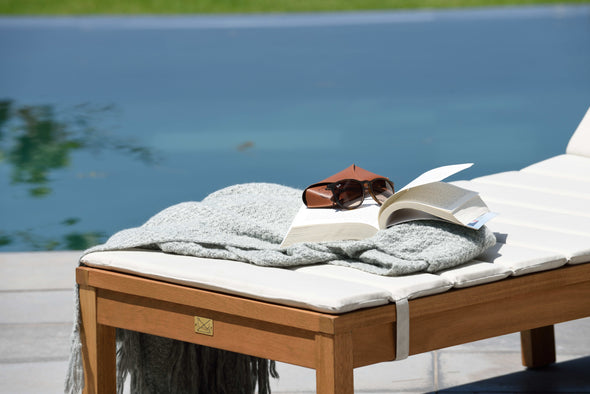 Louisiana Teak Finish Wheel Lounger With Cushion - 2 Piece