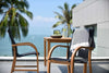 Orlando Rectangular Teak Finish Table & Manhattan Black Armchair