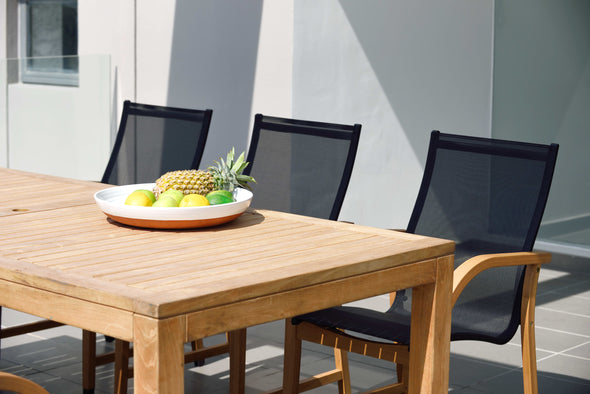 Rinjani Rectangular Table & 6 Manhattan Black Armchair