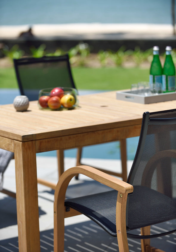 Rinjani Rectangular Big Table & 8 Manhattan Black Armchair