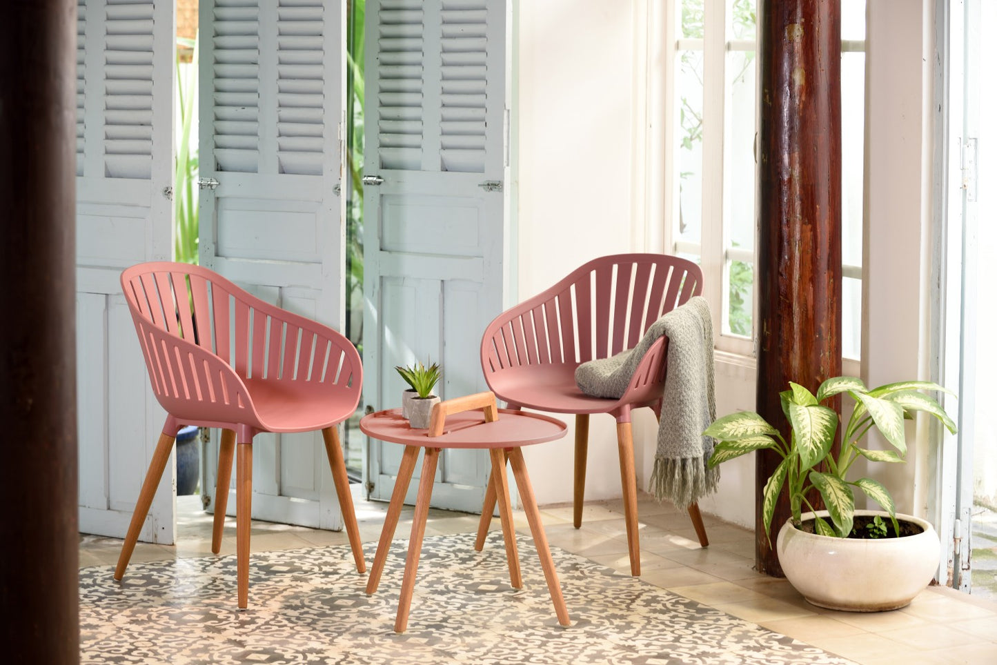 Nassau Carver Armchair in Peony Pink Social Plastic® - 2pc