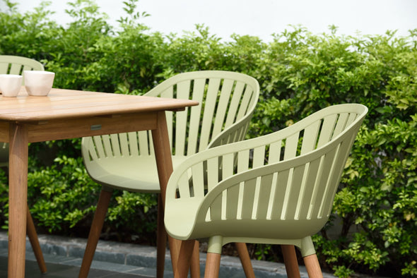 Nassau 6-Seat Rectangular Dining Set – Sage Green Social Plastic®