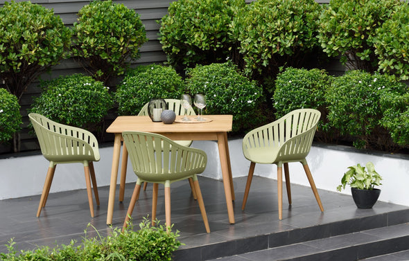 Nassau 4-Seat Square Dining Set – Sage Green Social Plastic®