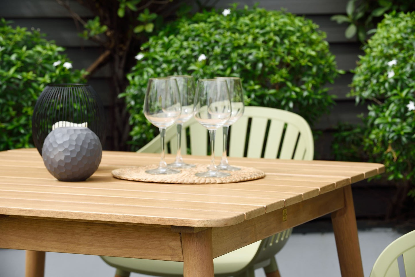 Nassau 5 Piece Square Dining Set – Sage Green Social Plastic®