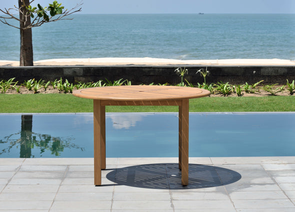 Oldbury Round Finish Table & 4 Vera Stacking Armchair