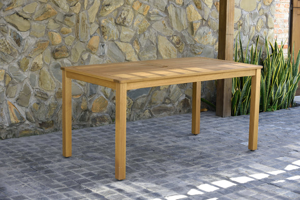 Orlando Rectangular Teak Finish Table & Manhattan Black Armchair
