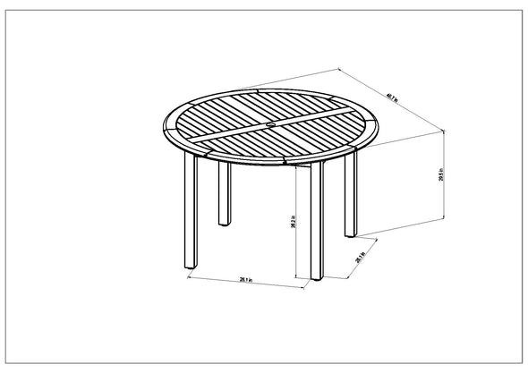 Oldbury Teak Finish Round Table