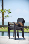 Orlando Rectangular Teak Finish Table & Vera Stacking Armchair