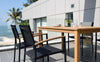 Orlando Rectangular Teak Finish Table & Vera Stacking Armchair