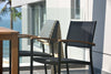 Orlando Rectangular Teak Finish Table & Vera Stacking Armchair