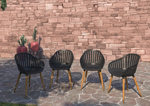 Nassau Chairs Resin and Wood - 4 Piece